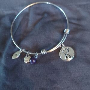 Silver Sisters Charm Bracelet with Purple Accent